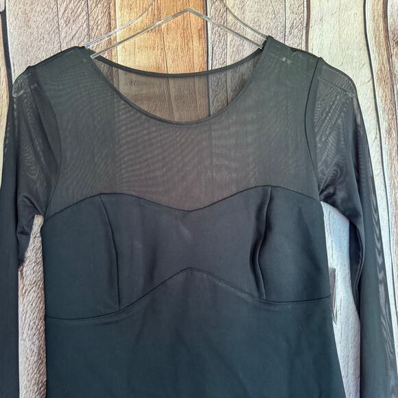 Abercrombie & Fitch Dress Black Mesh Long Sleeve Bodycon Mini Medium Versatile - Picture 3 of 8